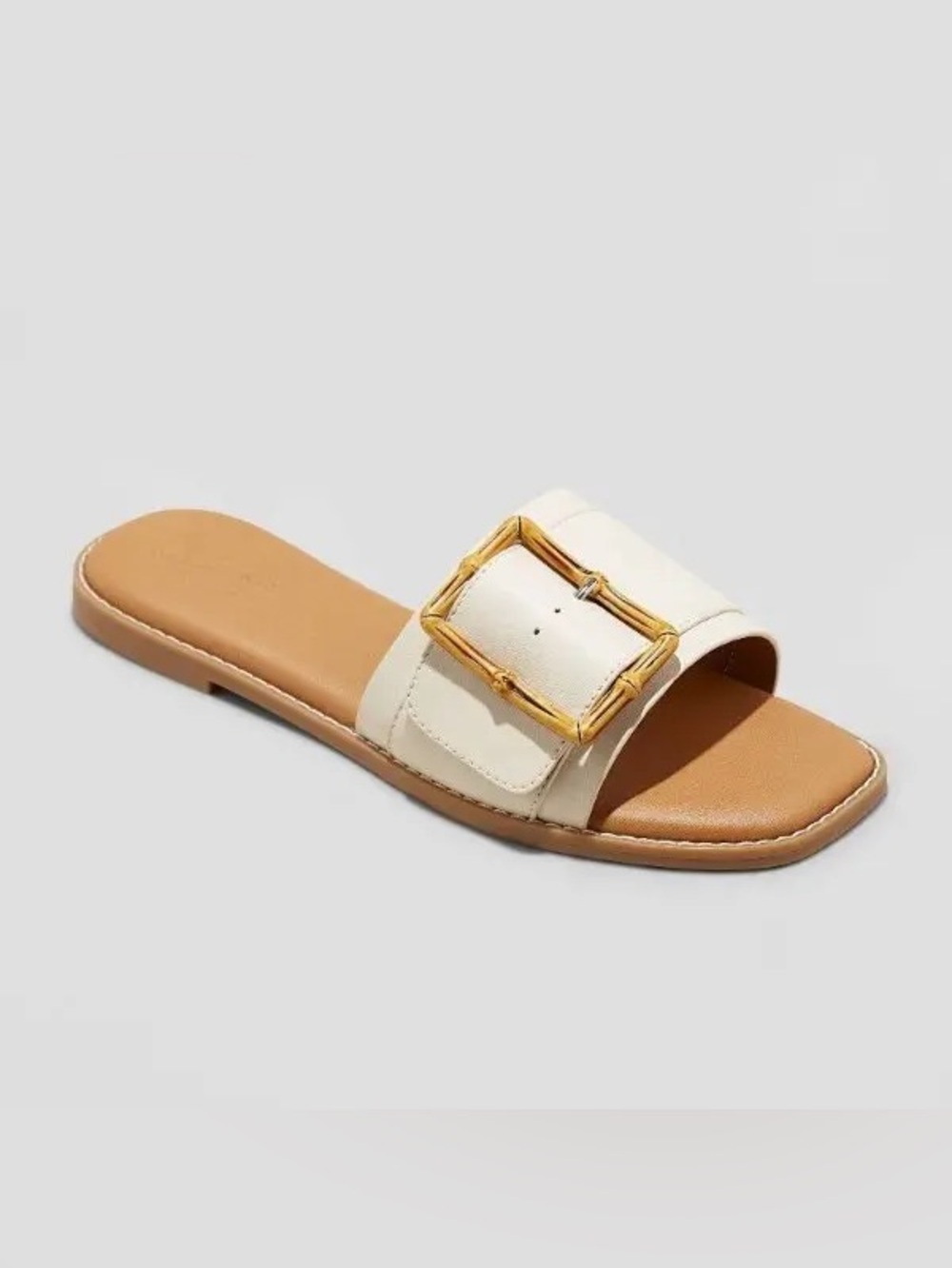 Universal Thread Cream Slide Sandal with Gold Buckle